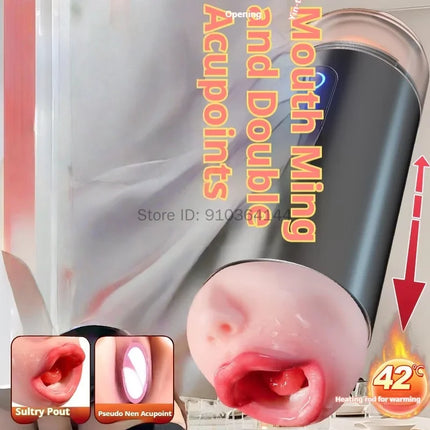 Deep Throat Realistic Oral Vagina Blowjob Heating Vibrating Sex Machine Automatic Masturbation Cup Male Masturbator 18+ Sex Toys