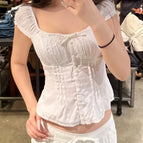 white-lace up / S
