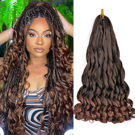 French Curl Braids Hair 22“Loose Wave Bouncy Synthetic Spiral Curls Braiding Hair Extensions Ombre Pre Stretched Hair For Women