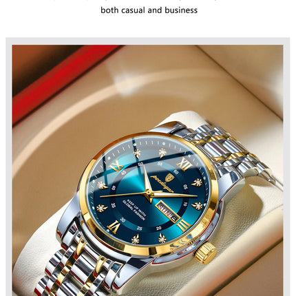 POEDAGAR Luxury Fashion Men's Wristwatch Waterproof Stainless Steel Luminous Trendy Men's Watch Date Week Men's Quartz Watches Reloj