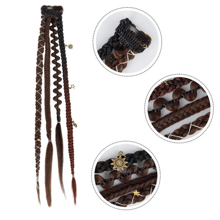 Synthetic Fiber Handmade Mixed-Color BB Clip-in Box Braid Hairpiece Extension 16/20inch 2 PCS Braiding Hair Ponytail Extensions