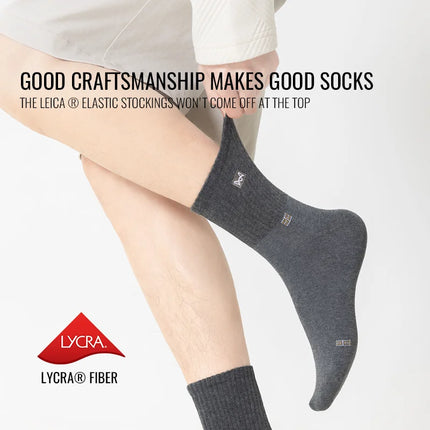 MiiOW 100% Pure Cotton Socks Men Business Dress Long Sock Black White Breathable Sport Sock Antibacterial Anti Odor Crew Socks