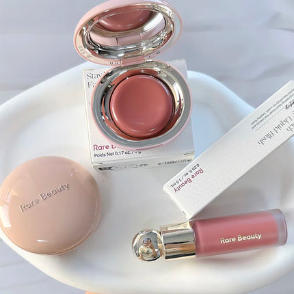 Rare Beauty Rose Neutral Mauve Blush Powder Portable Makeup Liquid Blush Moisturizing Dual-use Waterproof Lip Glaze Plump Smooth