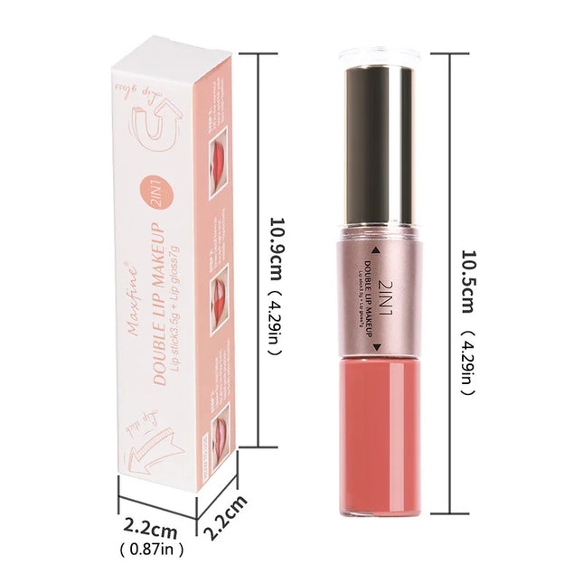 2 In 1 Matte Liquid Lipstick Long Lasting Color Moisturizing Waterproof Non Stick Cup