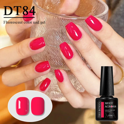 7ml MEET ACROSS Fluorescent Color Nail Gel Polish Are Suitable For Fashionable Nail Art Spring And Summer Gel Valentine'S Day