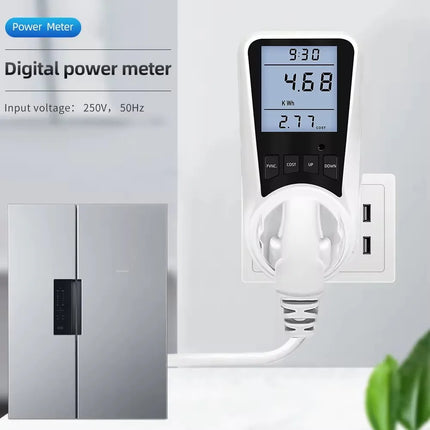 220V Digital Wattmeter AC EU Power Meter LCD Electricy Consumption Meter Socket Wattage Kwh Energy Test FR US BR Power Analyzer