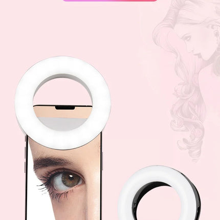 Ring Light Phone Selfie Stick LED Clip-on Rechargeable Round Lamp Live Stream for Smartphone Laptop IPad IPone