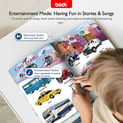 English Sound Book Traffic&Robot Montessori Education Interactive Word Teaching Learning Machine Talking E-Book for Children Boy