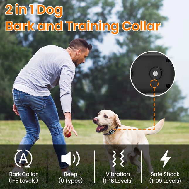 2026 New AI Electric Collar for 10-120lbs Dogs, 3300ft 2-in-1 Automatic Dog Training Collar, IPX7 Waterproof Dog Shock Collar