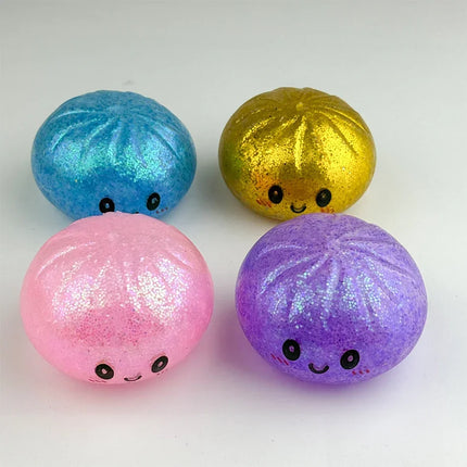 In Stock Glitter Dumpling Glitter Dumpling Squishy Blind Box Dumplings Sensory Squeeze Toy for Stress Relief Desktop Decoration