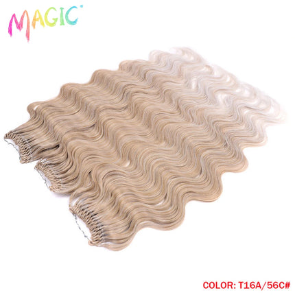 Magic Synthetic Hair Extensions 24inches 3PCS Body Wave Hair Bundles Ombre Blonde Color Tresses Fake Hair Accessories Cosplay