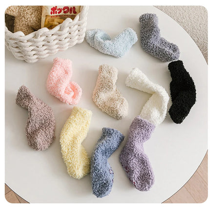 3Pairs Winter Warm Fuzzy Baby Socks Anti Slip Coral Fleece for Newborn Toddler Kids Boys Girls Soft Floor Socks