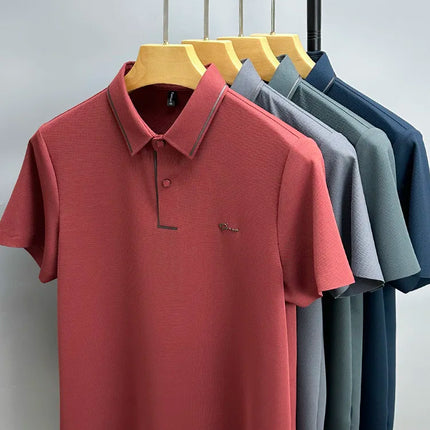 High-end luxury brand fashion hot diamond short sleeve Advanced printed POLO shirt summer new Korean version men's lapel T-shirt