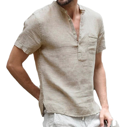 Summer New Men's Short-Sleeved T-shirt Cotton and Linen Casual Men's T-shirt Shirt Male Breathable S-3XL