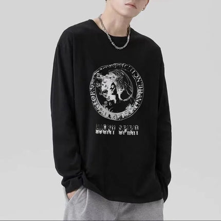 T-shirt for Men Summer Cross of Thorns Suitcase Men's T-shirts Long-sleeved Dark Hip-hop Men's oversize t-shirt Y2k T Shirt Tops