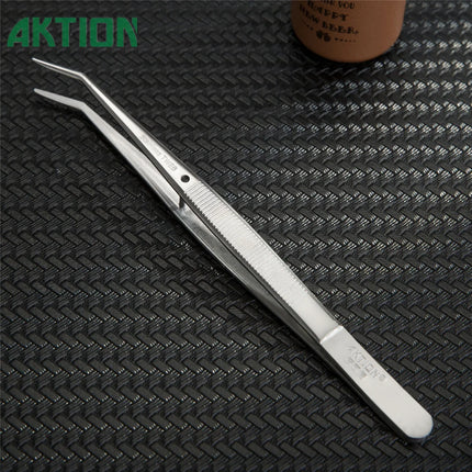 AKTION Professional Anti-Static Tweezers Precision Curved Tip German Steel Tools for Electronics Repair/Jewelry Making/Resin Art