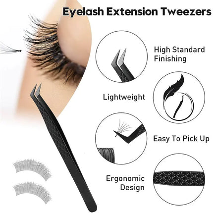 Fiber Tip False Lash Tweezers For Eyelash Extensions Clip Boot Volume Isolation Precise Nano Eyebrow Nail Art Tongs Makeup Tools
