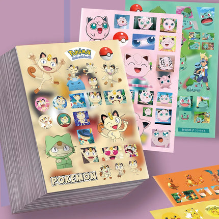 8 Sheets Pokemon Anime Sticker Pack Cute Pikachu Charizard Bulbasaur Squirtle Cartoon Waterproof Pocket Monster Decals Gifts