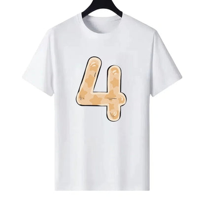 Letter Number Woman Black Summer Round Neck Parent-child Clothing Family Tops Unisex Comfort Short Sleeves T-Shirt Men Blouses
