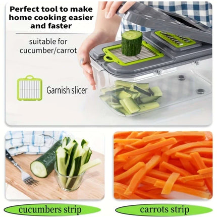 22 In 1 Multifunction Vegetable Chopper Mandoline Slicer Onion Dicer Food Grater With Drain Basket Container Kitchen Accessories