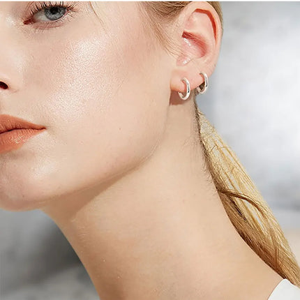 1 pair Women/Man Stainless Steel Small Hoops Earring Piercing Ear Cartilage Tragus Simple Thin Circle Anti-allergic Ear Buckle
