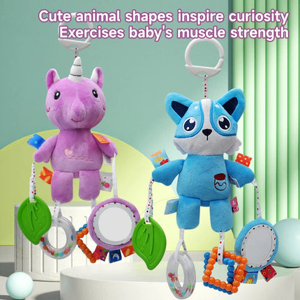Baby Hanging Rattle Toys Sensory Plush Soft Animal Learning Toy Infant Crib Bed Stroller Early Education Development Handle Toys