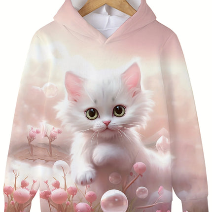 Children's Clothing﻿﻿ Hoodies Long Sleeve Kids Clothes Girl Boy Autumn Sweatshirt Cartoon 3D Cat Print Streetwear Children Top