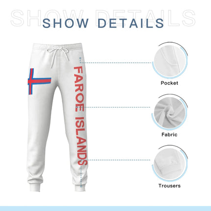 Mens Sweatpants Faroe Islands Flag Pants with Pockets Joggers Soccer Football Multifunction Sports Sweat With Drawstring