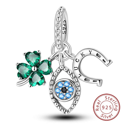 Original 925 Sterling Silver Charm Beads Love Heart Family Charms Pendant Fit Bracelet Charm Women DIY Jewelry Gift
