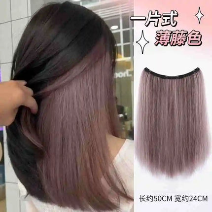 V-shaped one-piece synthetic 4 Clip In Hair Extensions Long Straight Hairstyle Hairpiece Colour 50CM Natural Fake Hair