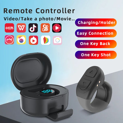 For Tiktok Fingertip Remote Scrolling Ring Wireless Camera Shutter Selfie Button Bluetooth 5.0 With Phone Stand For TIK Tok