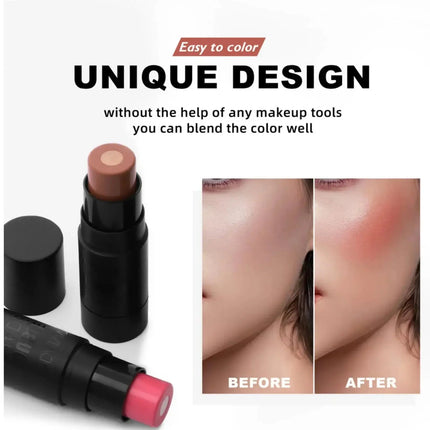 Velvety Sandwich Blush Highlighter Stick Long Lasting Rouge Tint Cream For Cheeks Lips Eyes Easy Blend Natural Look