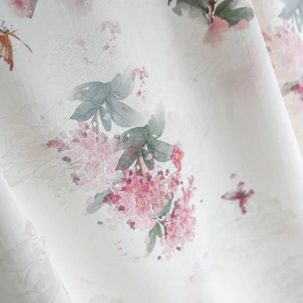 Blush Pink Peony Jacquard Print Fabric Oriental Breathable Lightweight for Qipao Dresses Blouses Spring Summer Apparel Material