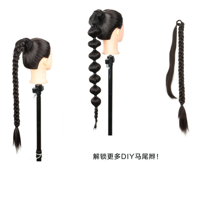 Synthetic Long Braided Ponytail Extension with Hair Tie Straight Wrap Around Natural Soft Hair Piece Daily Wear 30 Inch 160 Gram