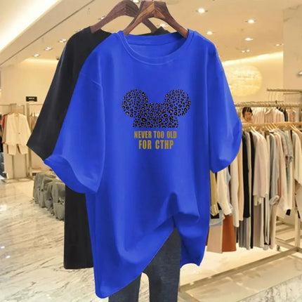 Summer Pure Cotton Fashion Letter Print T-Shirts Women Casual Oversized O-Neck Short Sleeve Top Tee Basic Pullovers M-6XL