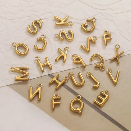 10pcs Stainless Steel A-Z Letter Charms For Necklace Bracelet English Alphabet Initial Letter Pendants Jewelry Makings Wholesale
