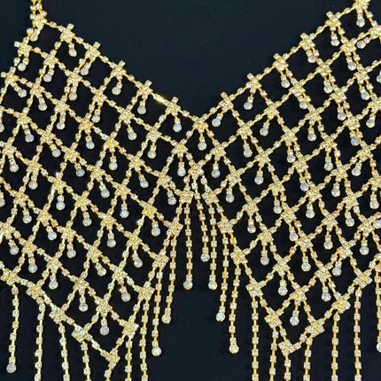 Beach bikini fringe rhinestone chest chain, women's luxurious sparkling crystal body chain, erotic lingerie accessories