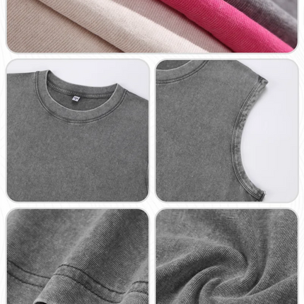 Customized Vest Free Printing Logo Images Vintage Washed T-shirts Waistcoat Clothes 100% Cotton Cultural Shirts Singlet Tank Top