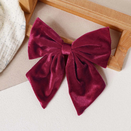 Autumn Winter Hot Sell Velvet 5inch Bow Hair Clip For Girl Teen Ponytail Decor Fashion Barrettes Kid Party Wear Hair Accessory