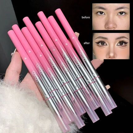 Long-lasting Natural 3D Inner Membrane Red Lying Silkworm Eye Liner Pen with Angle Folding Halo Dye Brush Double Head Eyeliner