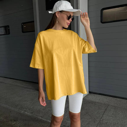 Botvotee 21 Colors Ins Fashion Summer Oversized Basic Solid T-Shirts for Women 100% Cotton White Black Pink T-shirt Casual Tops