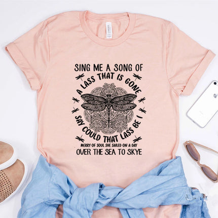 Outlander T-shirt Sing Me A Song Dragonfly Celtic Design Outlander Shirt Fraser Ridge Sassenach Tees Book Series Inspired Tops