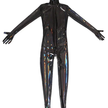 M-4XL Colorful Wet Look PVC Catsuit Shiny PU Leather Bodysuit Penis Sheath Tights Cosplay Leotard Zentai Conjoined Jumpsuit Body