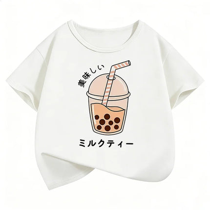 Y2K Graphic Juice Design T-Shirts Short Sleeve Kids Children's T-shirt Boys Girls Summer Spring Casual Top Tee