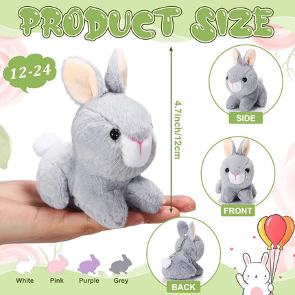 12-24Pcs Easter Bunny Plush Toys Cute Animal Bunny Stuffed Doll Easter Basket Stuffers Gift for Kids Rabbits Animal Bunny Doll