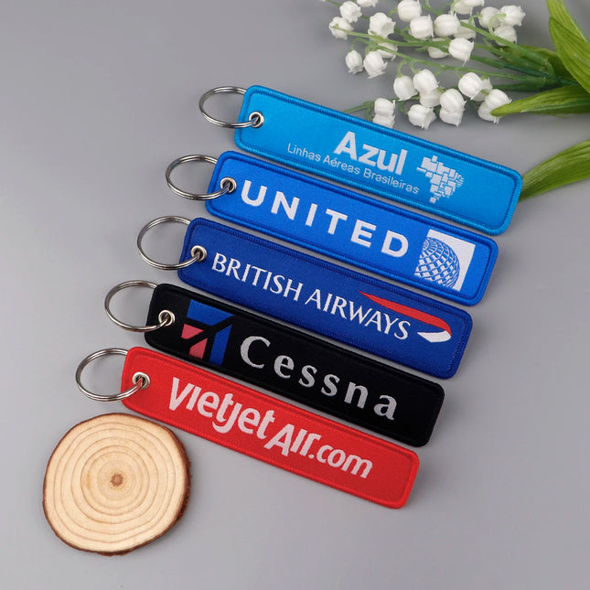 1pcs Aviation Logo Embroidered Keys Tag Keychains For Motorcycles Car Fashion Backpack Accessories Friends Gifts