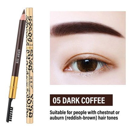 7 Colors Leopard Double Head Eyebrow Pencil Waterproof Long Lasting Brow Definer with Brush Natural Easy To Color Eye Makeup