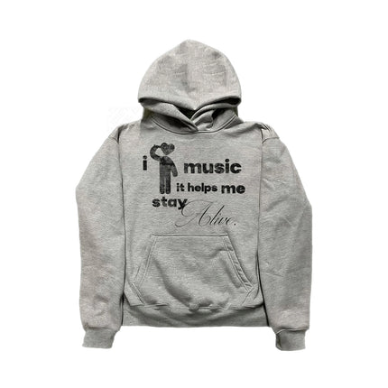 American retro y2k Millennium grey hoodie for women's autumn and winter new loose and personalized printed street casual hoodie
