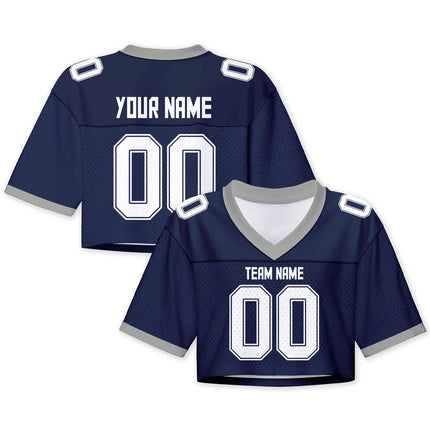 Custom American Football Jersey Crop Top for Women & Girls Plain Sporty Cropped Shirt Personalized Name Number Jerseys Fans Gift