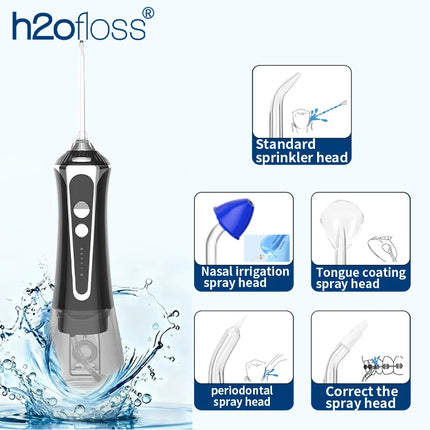H2ofloss Water Flosser For Teeth Portable Oral Irrigator Dental Water Jet Cleaning High Pressure Mouth Washing 2500mAh 140PSI